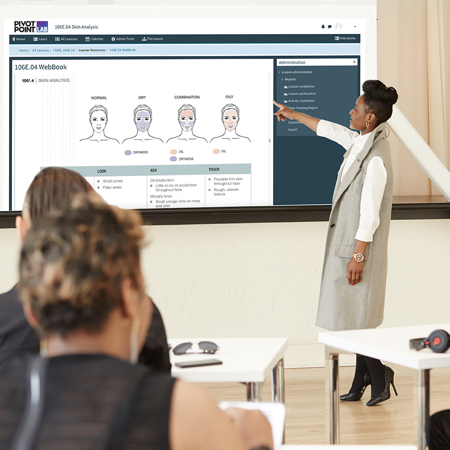 Pivot Point Instructor teaching with Lab projection on white board