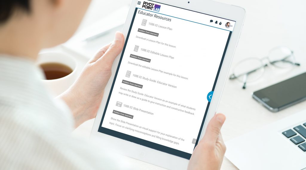 Educator resources on iPad