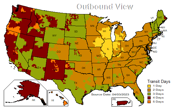 UPS Outbound Shipping Zones