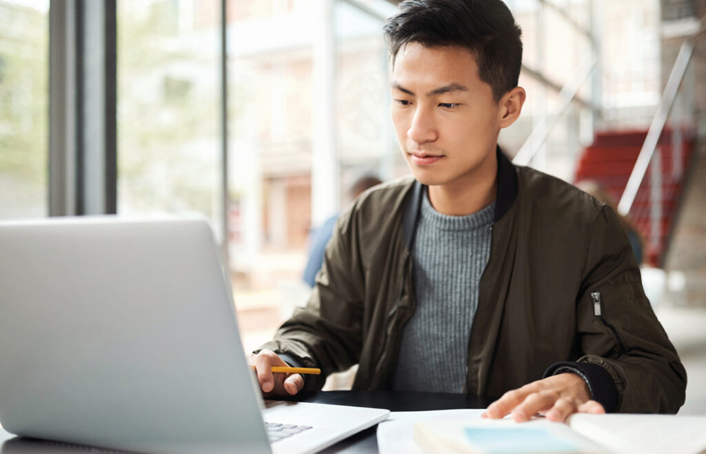 Student Studying for State Board Exam